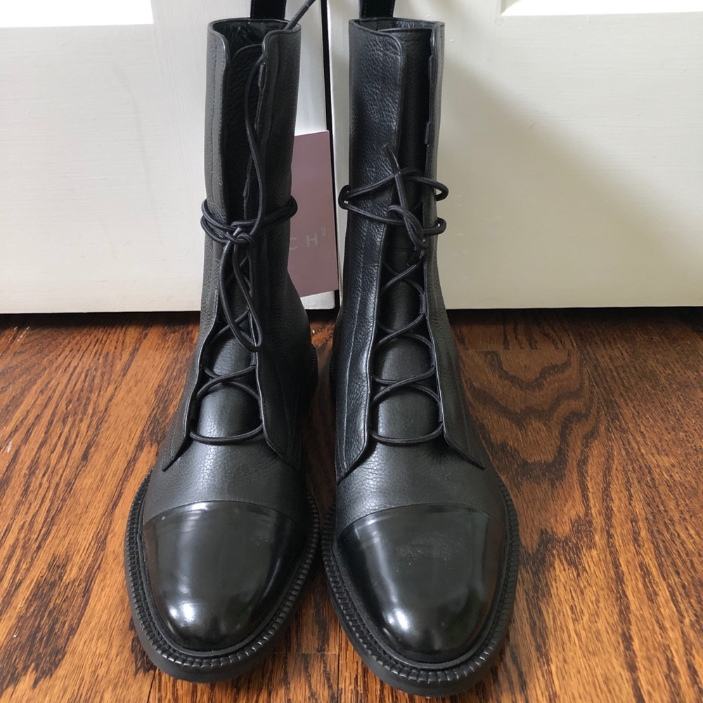 Inch2 Black Leather Lace Up Boots